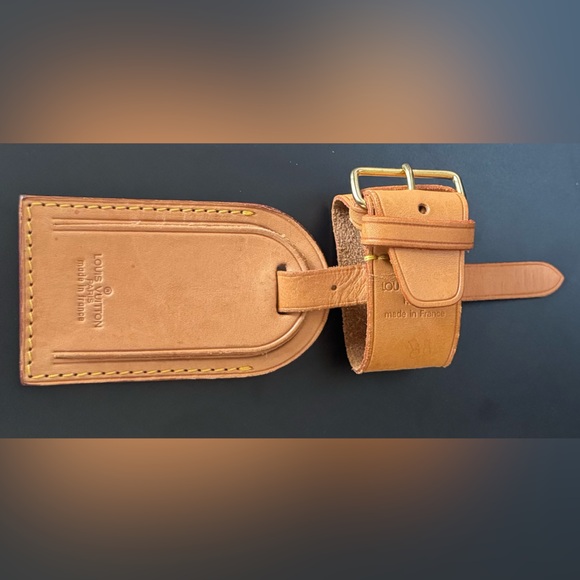 Louis Vuitton Vachetta Leather Luggage Tag & Poignet Set Made in France - Picture 3 of 7